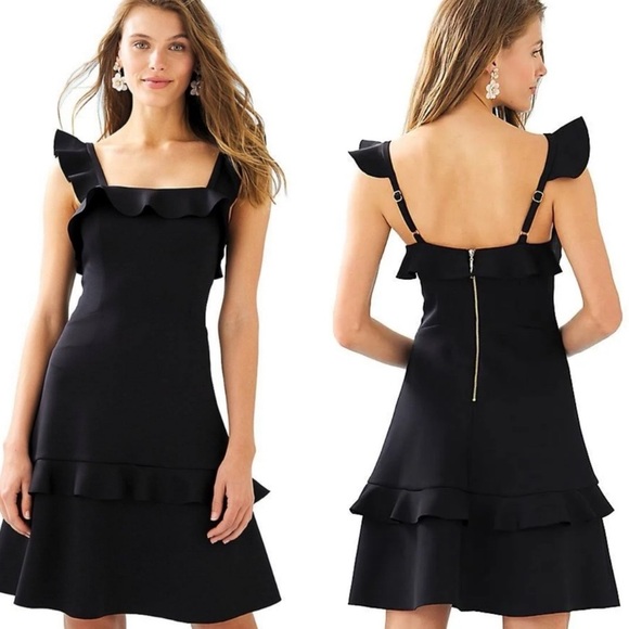 Lilly Pulitzer Astoria Ruffle Dress In Onyx - Picture 1 of 11